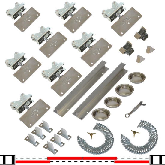 Picture of 20120424 200SM 4-Door Side Mount Hardware Set, 2-1/4" [57mm] Door, 120" 10/0 [3048mm] x 2 Track Length
