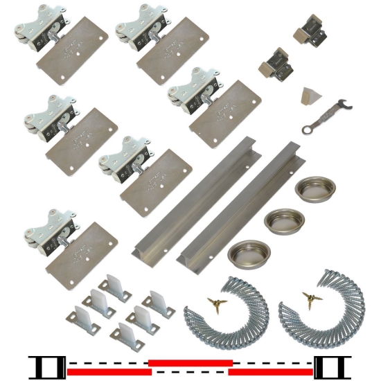 Picture of 20096324 200SM 3-Door Side Mount Hardware Set, 2-1/4" [57mm] Door, 96" 8/0 [2438mm] x 2 Track Length
