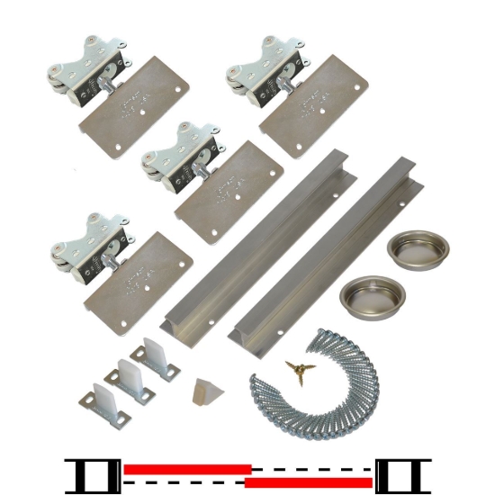 Picture of 20096234 200SM 2-Door Side Mount Hardware Set, 1-3/4" [44mm] Door, 96" 8/0 [2438mm] x 2 Track Length