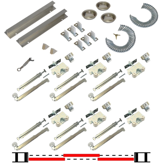 Picture of 200963DS 200SDSC 3-Door Soft Operating Hardware Set, 96" 8/0 [2438mm] x 2 Track Length