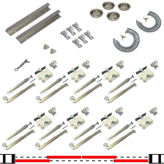Picture of 2001444S 200SDSC 4-Door Soft Operating Hardware Set, 144" 12/0 [3658mm] x 2 Track Length