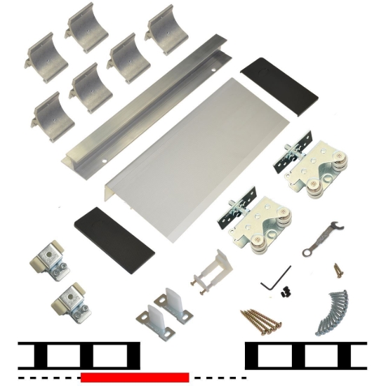 Picture of 200WF 48" 1-Door Hardware Set, Clear Satin Fascia