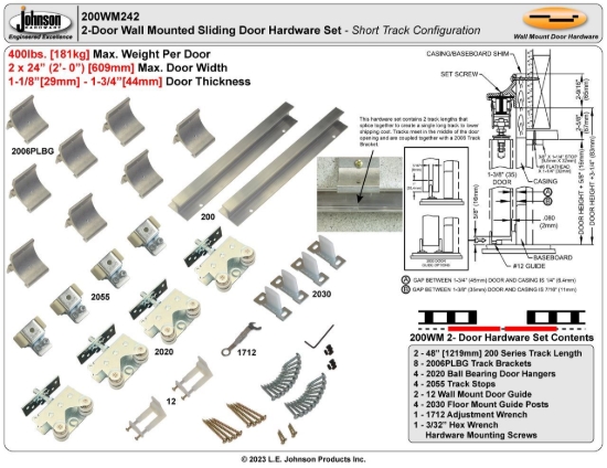 Picture of 200WM 24" 2-Door Hardware Set