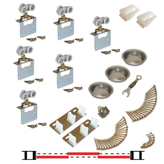 Picture of 11311843 118F 3-Door Side Mount Part Set, Ball Bearing Wheel Hanger