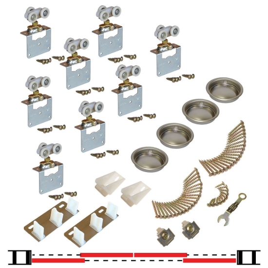 Picture of 11311844 118F 4-Door Side Mount Part Set, Ball Bearing Wheel Hanger