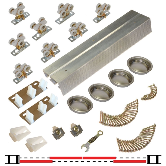 Picture of 118F964H 118F 4-Door Hardware Set, Ball Bearing Hanger, 96" 8/0 [2438mm] Track Length