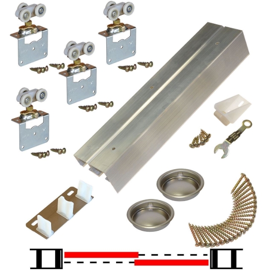 Picture of 118FS482 118F 2-Door Side Mount Hardware Set, Ball Bearing Hanger, 48" 4/0 [1219mm] Track Length