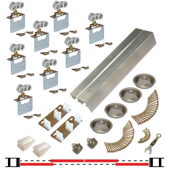 Picture of 118FS964 118F 4-Door Side Mount Hardware Set, Ball Bearing Hanger, 96" 8/0 [2438mm] Track Length