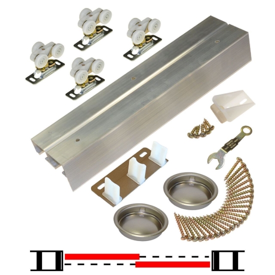 Picture of 118F602D 118F 2-Door Hardware Set, Nylon Wheel Hanger, 60" 5/0 (1524mm) Track