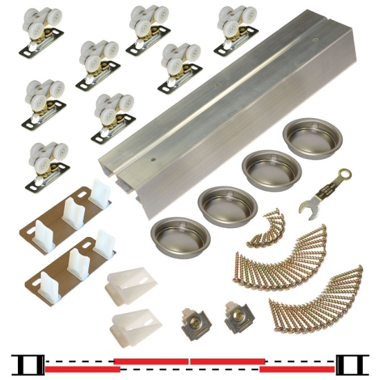 Picture of 118F964D 118F 4-Door Hardware Set, Nylon Wheel Hanger, 96" 8/0 (2438mm) Track