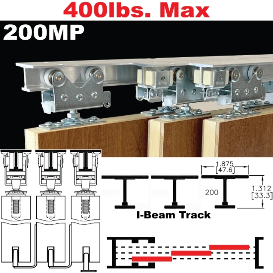 Picture of 200MP Tri-Pass Pocket Door Hardware