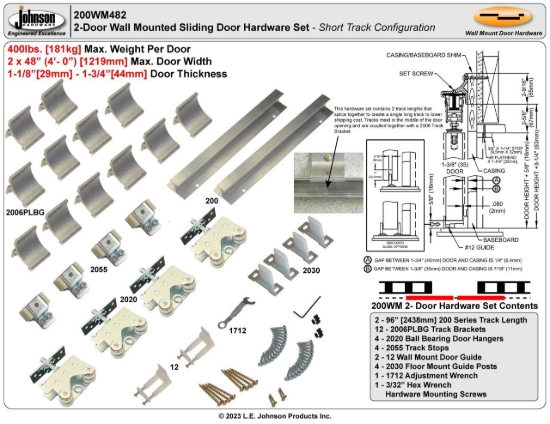 Picture of Copy of 200WM482 200WM 48" 2-Door Hardware Set